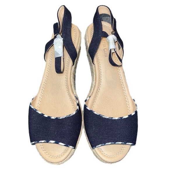 NWOT - Charter Club - Womens Luchia Canvas Buckle Wedge Sandals - Size 8 - Picture 4 of 7